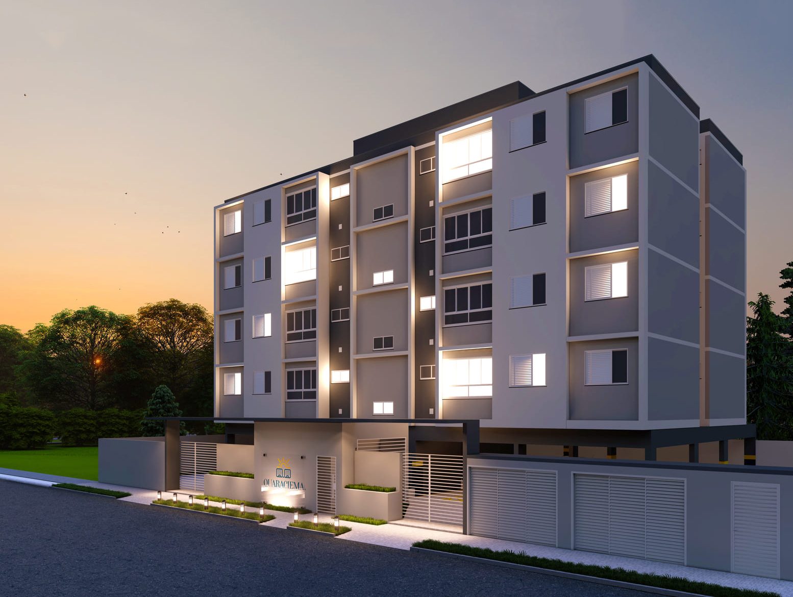 Edifício Quaraciema à noite, render ilustrativo
